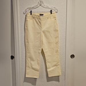 Mario Serrani Cream Striped Capri Pants Size Med.